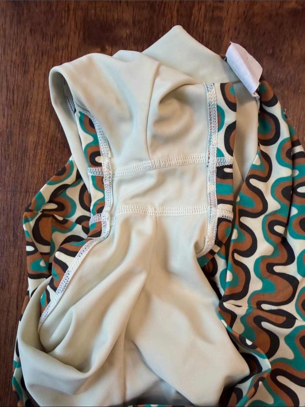 Montce Women's Wave-Print Swim Set in Teal, Brown & Cream - Picture 5 of 5
